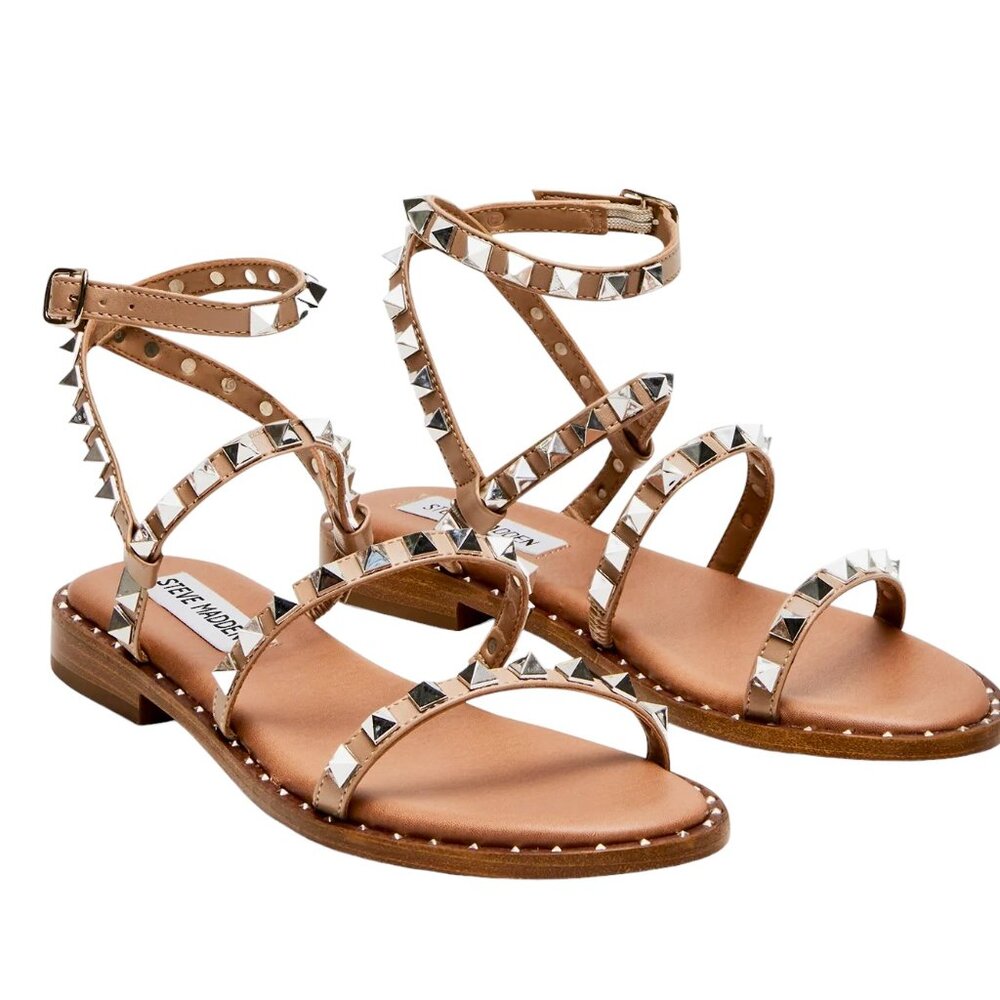 Steve Madden Travel Tan Sandals Sz 11 Trendy Edgy